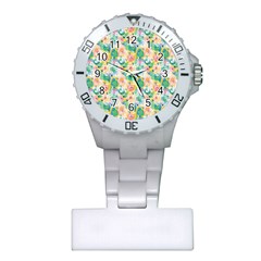 Water Color Floral Pattern Plastic Nurses Watch by designsbymallika