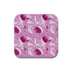 Folk Floral Pattern  Flowers Print  Rubber Coaster (square)  by Eskimos