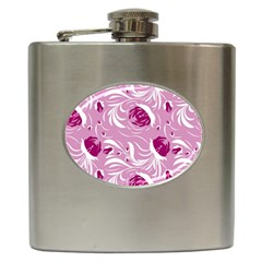 Folk Floral Pattern  Flowers Print  Hip Flask (6 Oz) by Eskimos