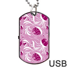 Folk Floral Pattern  Flowers Print  Dog Tag Usb Flash (two Sides) by Eskimos