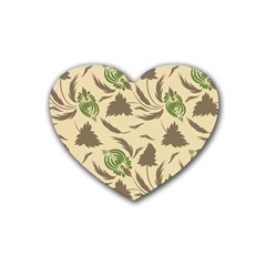 Folk Floral Pattern  Flowers Print  Rubber Coaster (heart)  by Eskimos