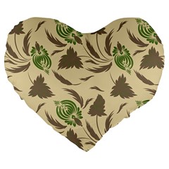 Folk Floral Pattern  Flowers Print  Large 19  Premium Heart Shape Cushions by Eskimos