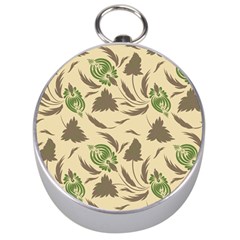 Folk Floral Pattern  Flowers Print  Silver Compasses by Eskimos