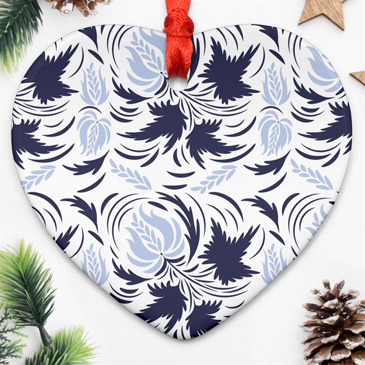 Folk floral pattern. Flowers print. Ornament (Heart)