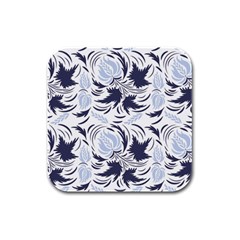 Folk Floral Pattern  Flowers Print  Rubber Square Coaster (4 Pack)  by Eskimos