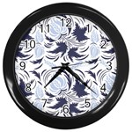 Folk floral pattern. Flowers print. Wall Clock (Black) Front