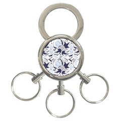 Folk Floral Pattern  Flowers Print  3-ring Key Chain by Eskimos