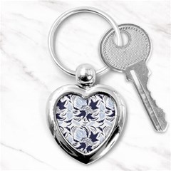 Folk Floral Pattern  Flowers Print  Key Chain (heart) by Eskimos