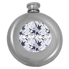 Folk Floral Pattern  Flowers Print  Round Hip Flask (5 Oz) by Eskimos