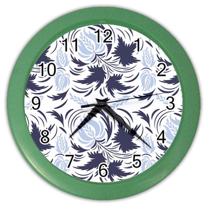 Folk floral pattern. Flowers print. Color Wall Clock