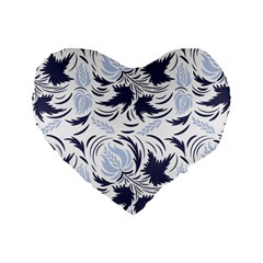 Folk Floral Pattern  Flowers Print  Standard 16  Premium Flano Heart Shape Cushions by Eskimos