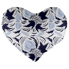 Folk Floral Pattern  Flowers Print  Large 19  Premium Flano Heart Shape Cushions by Eskimos