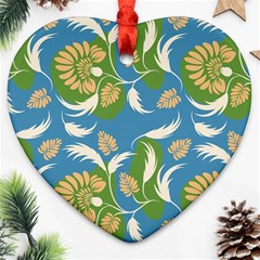 Folk Floral Pattern  Flowers Print  Ornament (heart) by Eskimos