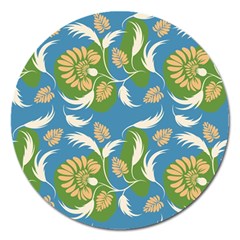 Folk Floral Pattern  Flowers Print  Magnet 5  (round) by Eskimos