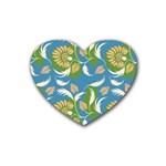 Folk floral pattern. Flowers print. Rubber Coaster (Heart)  Front