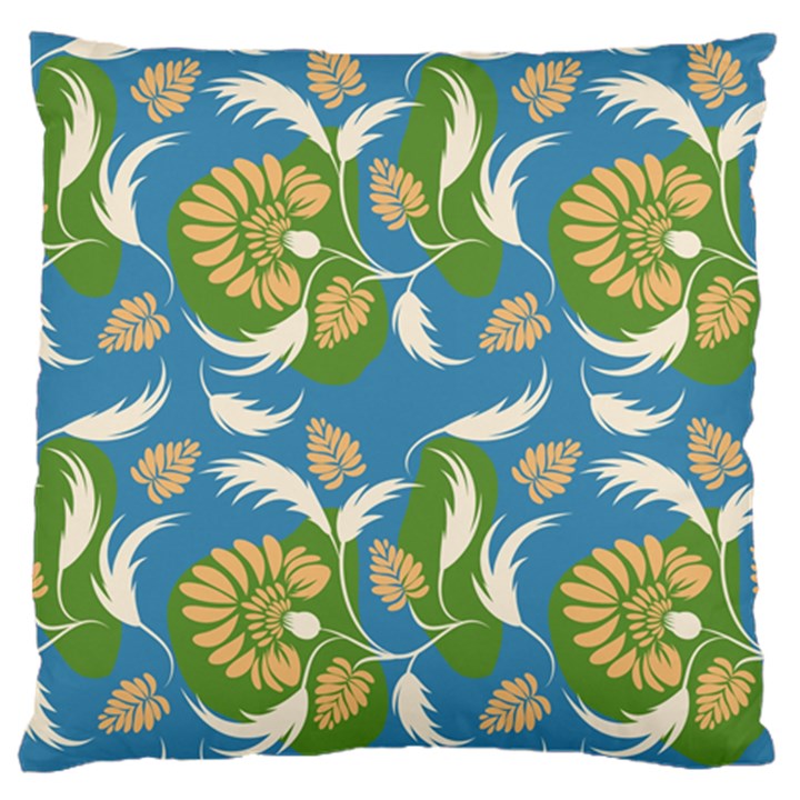 Folk floral pattern. Flowers print. Large Flano Cushion Case (One Side)