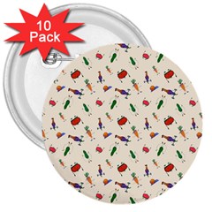 Vegetables Athletes 3  Buttons (10 Pack)  by SychEva