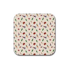 Vegetables Athletes Rubber Coaster (square)  by SychEva