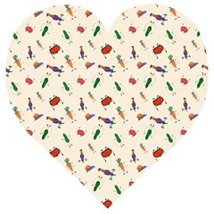 Vegetables Athletes Wooden Puzzle Heart by SychEva