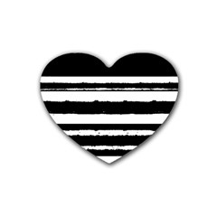 Bandes Abstrait Blanc/noir Heart Coaster (4 Pack)  by kcreatif