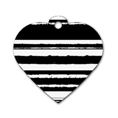 Bandes Abstrait Blanc/noir Dog Tag Heart (one Side) by kcreatif