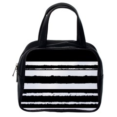 Bandes Abstrait Blanc/noir Classic Handbag (one Side) by kcreatif