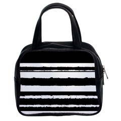 Bandes Abstrait Blanc/noir Classic Handbag (two Sides)