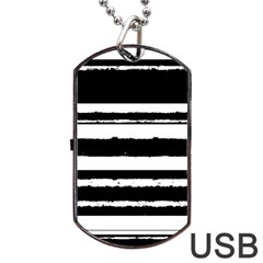 Bandes Abstrait Blanc/noir Dog Tag Usb Flash (one Side) by kcreatif