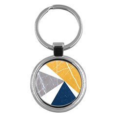 Pattern Abstrait Effet Bleu/jaune Key Chain (round) by kcreatif