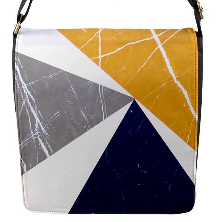 Pattern abstrait effet bleu/jaune Flap Closure Messenger Bag (S)