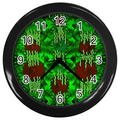 Forest Of Colors And Calm Flowers On Vines Wall Clock (black) by pepitasart