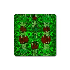 Forest Of Colors And Calm Flowers On Vines Square Magnet by pepitasart