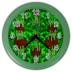 Forest Of Colors And Calm Flowers On Vines Color Wall Clock by pepitasart