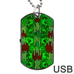 Forest Of Colors And Calm Flowers On Vines Dog Tag Usb Flash (two Sides) by pepitasart