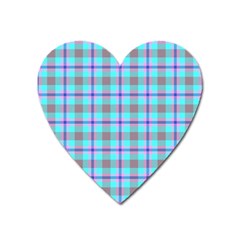 Tartan Mauve Purple Cyan Heart Magnet by oudeenpattern