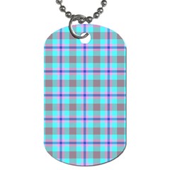 Tartan Mauve Purple Cyan Dog Tag (one Side)