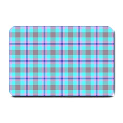 Tartan Mauve Purple Cyan Small Doormat  by oudeenpattern