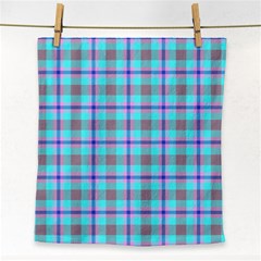 Tartan Mauve Purple Cyan Face Towel