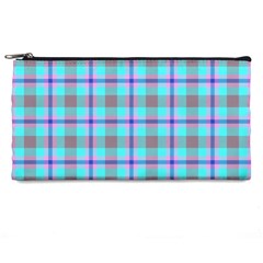 Tartan Mauve Purple Cyan Pencil Case