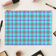 Tartan Mauve Purple Cyan Cosmetic Bag (xl) by oudeenpattern