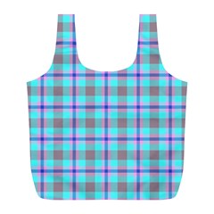 Tartan Mauve Purple Cyan Full Print Recycle Bag (l) by oudeenpattern