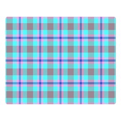 Tartan Mauve Purple Cyan Double Sided Flano Blanket (large) 