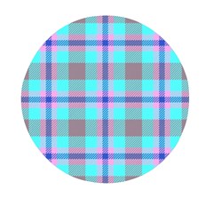 Tartan Mauve Purple Cyan Mini Round Pill Box by oudeenpattern