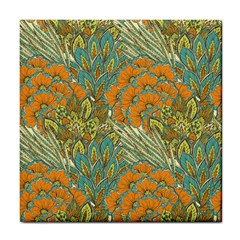 Orange Flowers Tile Coaster by goljakoff