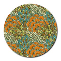 Orange Flowers Round Mousepads