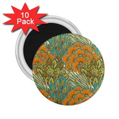 Orange Flowers 2 25  Magnets (10 Pack)  by goljakoff