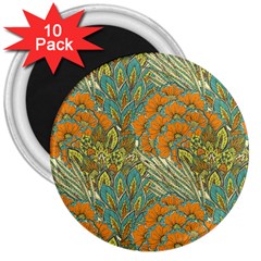 Orange Flowers 3  Magnets (10 Pack)  by goljakoff