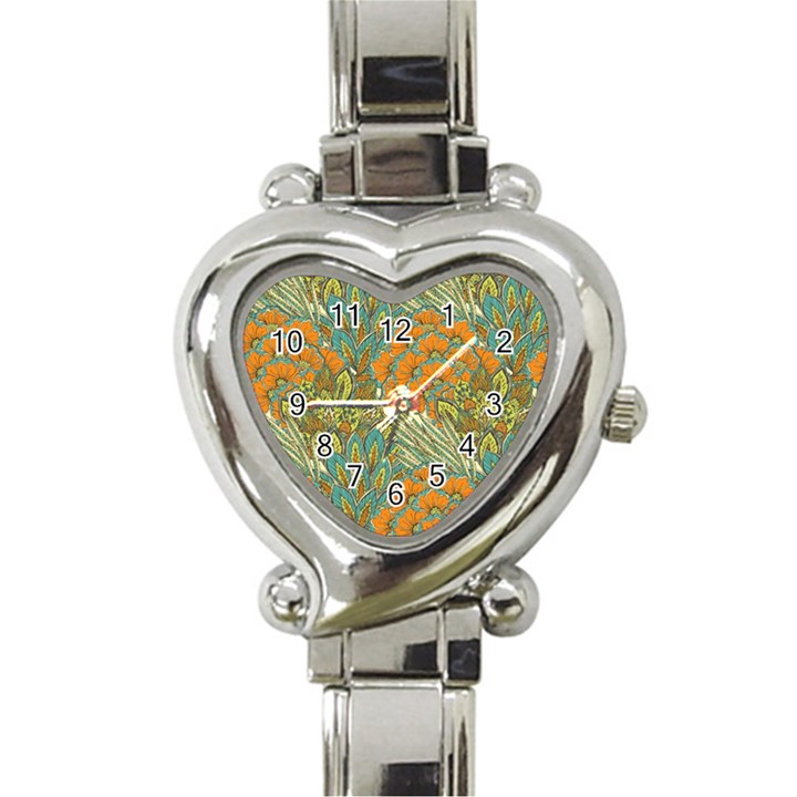 Orange flowers Heart Italian Charm Watch