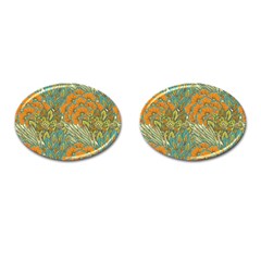 Orange Flowers Cufflinks (oval) by goljakoff