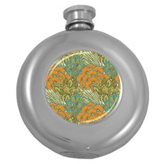 Orange Flowers Round Hip Flask (5 Oz) by goljakoff